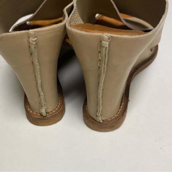 J Jill Women’s Open Toe Criss Cross Strap Wedge Sandals Beige Leather Size 11 - Picture 5 of 16